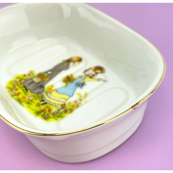 Vintage 80s bathroom 2 pieces set, toothbrush holder, soap holder, porcelain - Picture 9 of 10